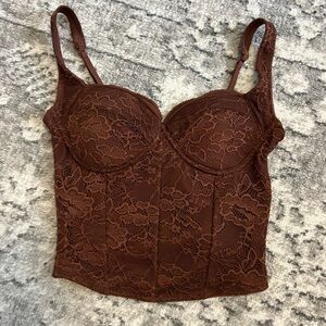 Women’s Trendy Brown Lace Bustier Top